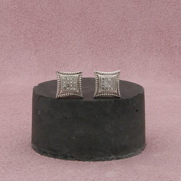 zales sterling silver diamond accent squared stud earrings - Picture 1 of 3